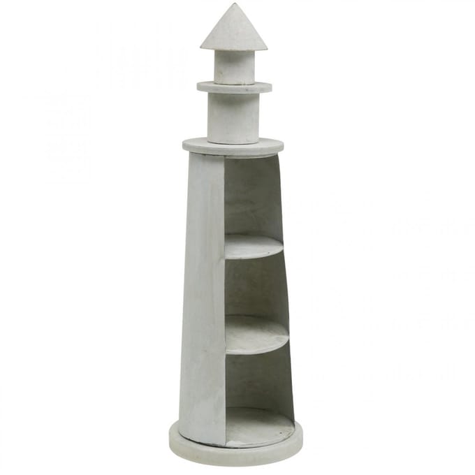 Vuurtoren Shabby Chic Crème Maritiem Deco Ø13cm H41.5cm
