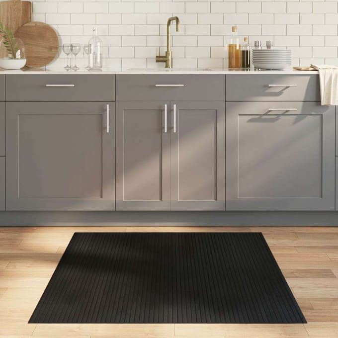 vidaXL - Vloerkleed - rechthoekig - 100x100 - cm - bamboe - zwart