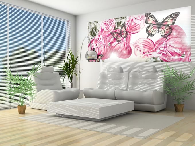 Butterflies Flowers Photo Wallcovering
