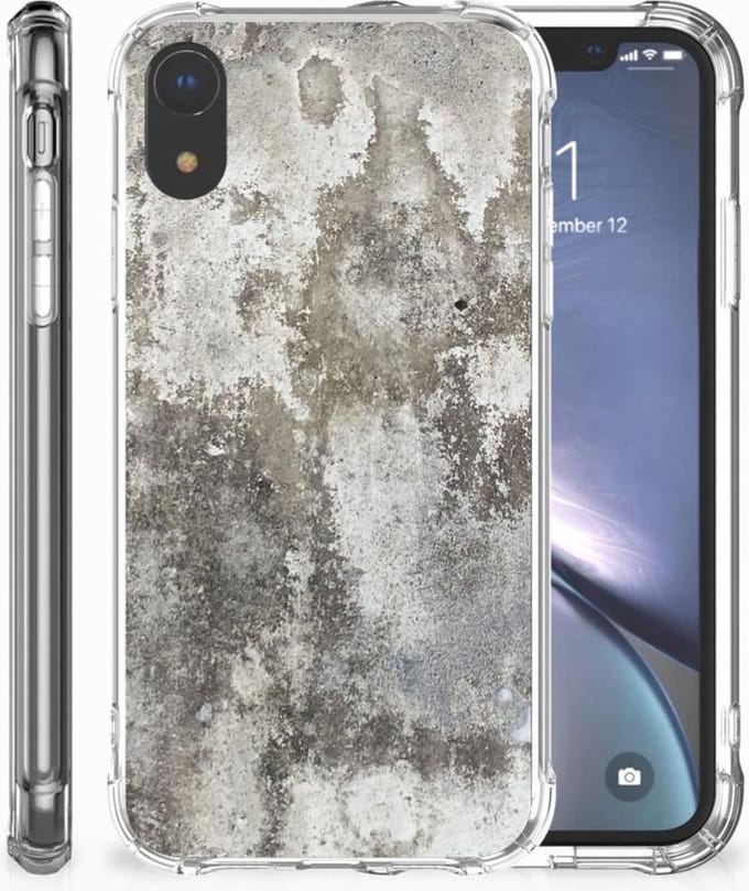 Apple iPhone Xr Anti-Shock Hoesje Beton Print