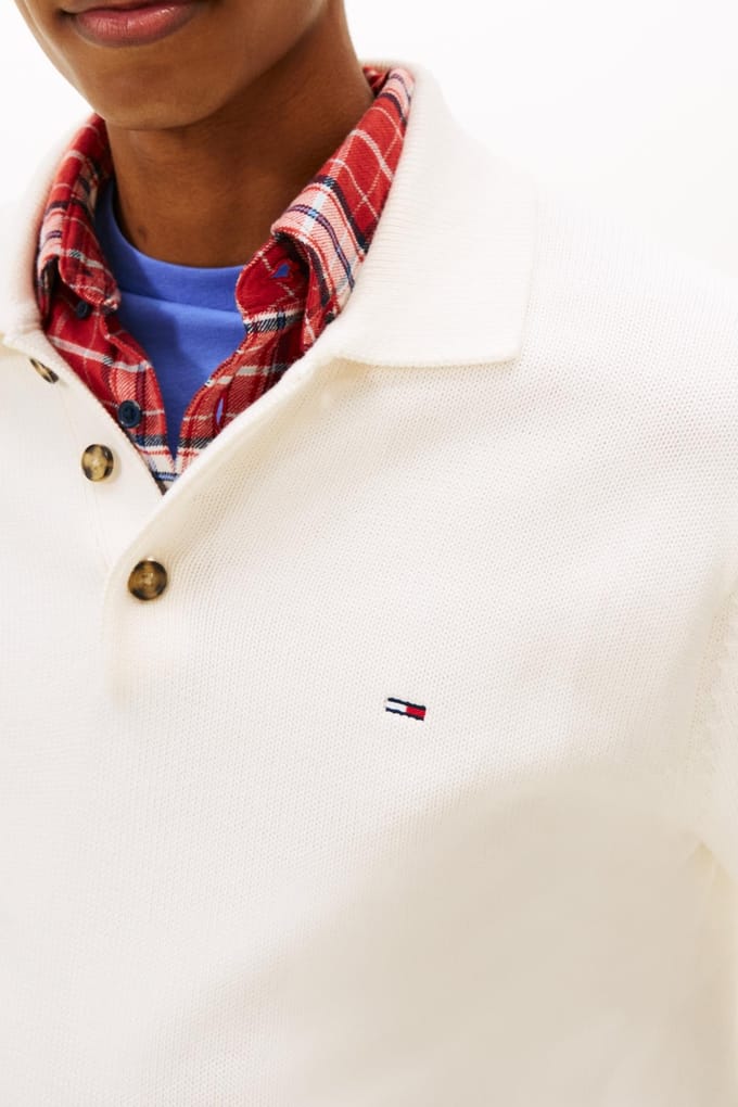 Tommy Hilfiger Slim Essential Pullover Sweater Ancient White Größe: M | Pullover Outlet | Herren | Weiß