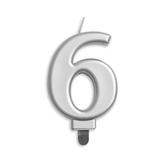 Wefiesta Verjaardagskaars Cijfer 6 Wax 7,8 Cm Zilver