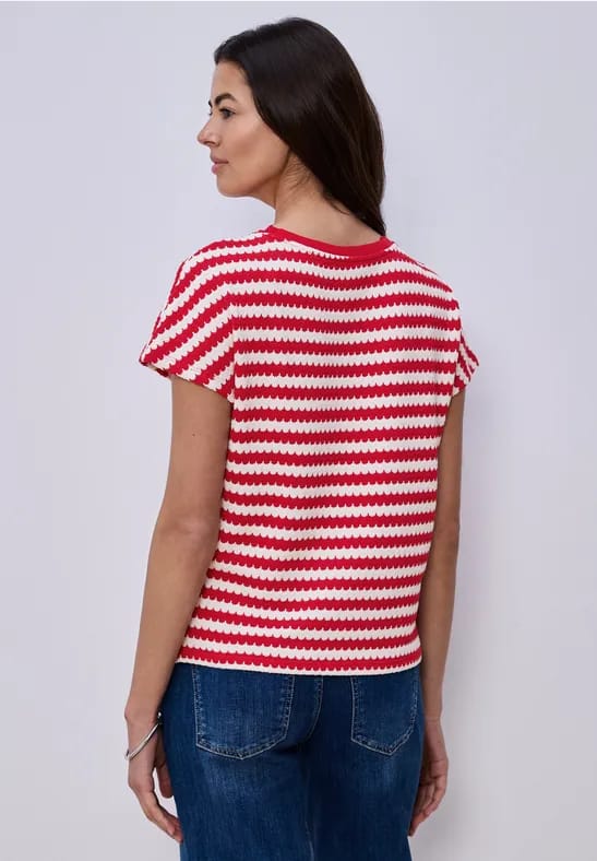 Shirt met losse schouders en strepen