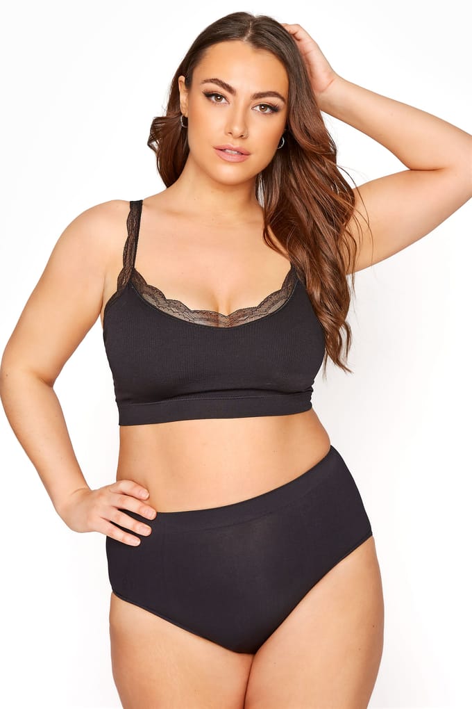 Yours Bralette Met Kanten Rand In Zwartsize 46-48