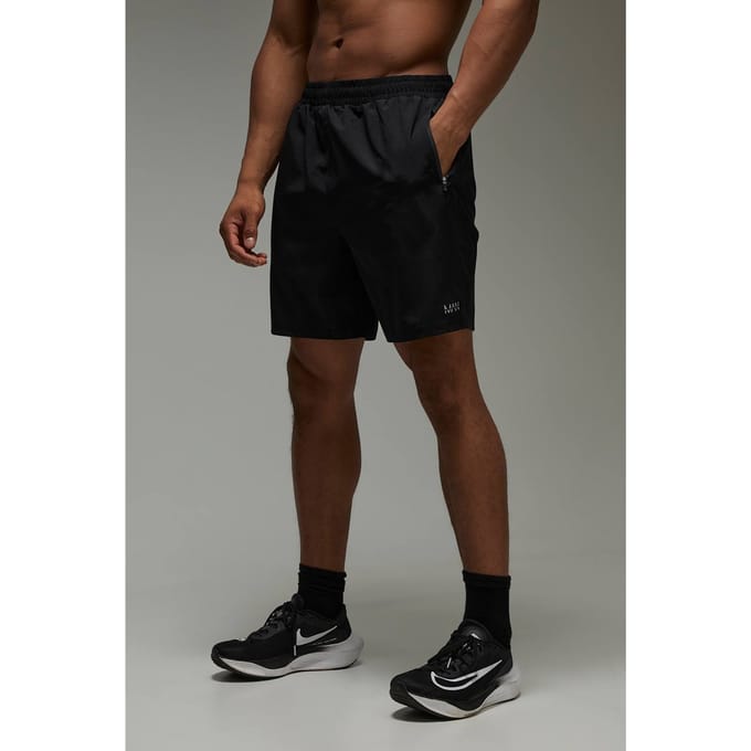 Men's Active Regular Fit Stretch Geweven 7inch Short | Black | Size Medium