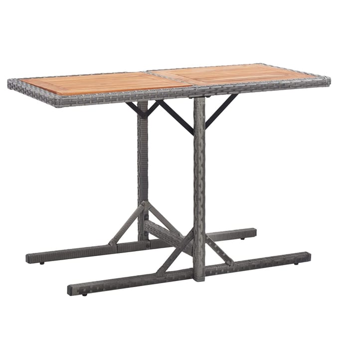 vidaXL - Tuintafel - poly - rattan - en - massief - acaciahout - antraciet