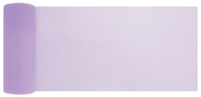 Smalle tule rol tafelloper in lavendel 15cm x 9m