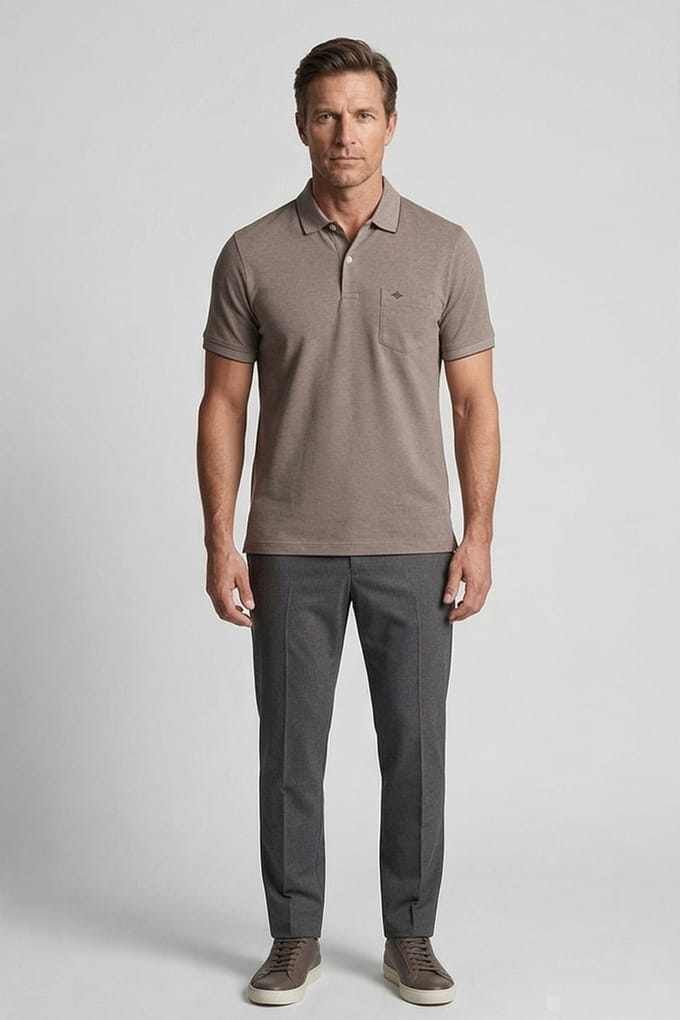 Baileys Polo Subtle Two-Tone Chestpocket Short Sleeve Bruin / male