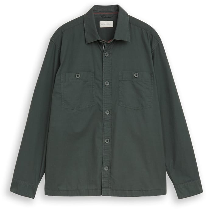 Tom Tailor - Overhemd met steekzakken - Maat S - Darkest Olive
