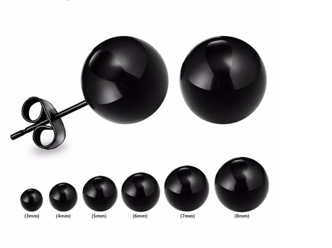 Zwarte studs oorbellen - mannen - vrouwen - set - 6 paar- 12 stuks - unisex