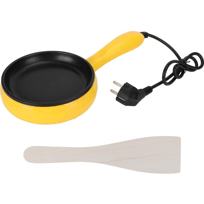 350W Mini Koekenpan Antiaanbak Gebakken Steak Pannenkoek Eierpan met Houten Spatel yellow