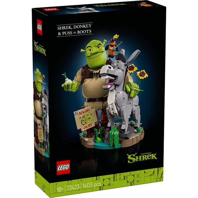 LEGO Shrek: Shrek, Ezel en de Gelaarsde Kat Film Bouwpakket voor Volwassenen en Decoratie 72423