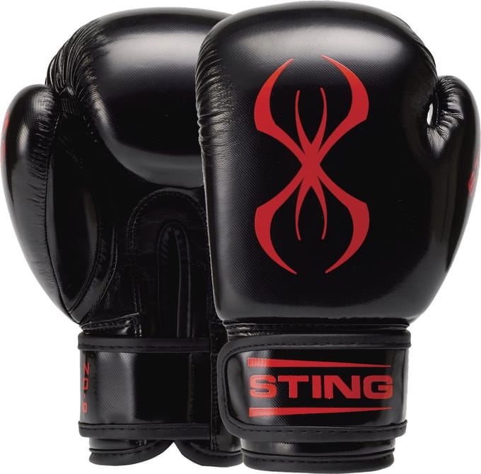 STING Bokshandschoen ARMA JUNIOR| Zwart / rood|klittenband|6oz