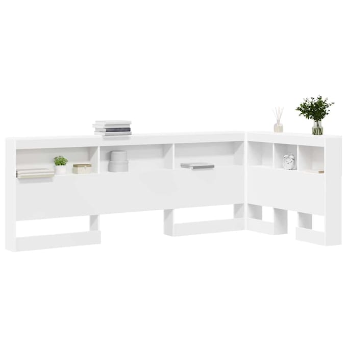 vidaXL - Opberghoofdbord - Wit - Bewerkt - hout