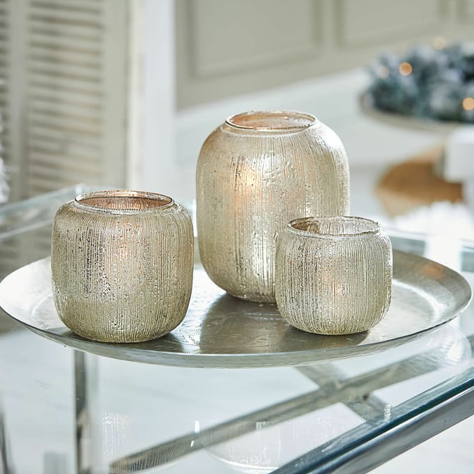 LOBERON Windlicht set van 3 Clioneth zilverkleurig