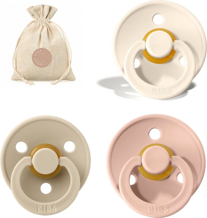BIBS spenen T2 met speenzakje | Ivory, Vanilla, Blush | 6 tot 18 maanden