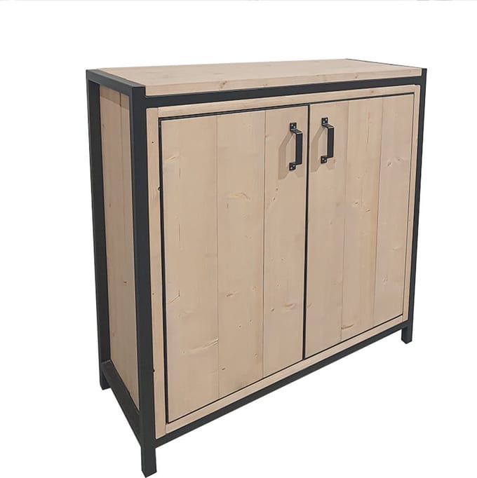 Industriële kast "Chester" - 90 x 40 x 100 cm - Hout en Staal - Handgemaakt