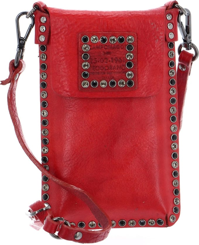 CAMPOMAGGI Leren Telefoontasje Schoudertas Phone Bag Rosso Rood
