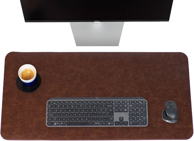 Brute Strength - Luxe Bureau Onderlegger Kunstleer - Cognac - ronde hoeken Bureau Organizer - 80x40 cm - Bureaumat - Kantoor accessoires - Computer mat