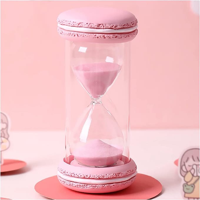Zandloper Timer - Zandloper Douche - Koken Tijd Meten - Macaron Ontwerp - 12.5 cm - Roze