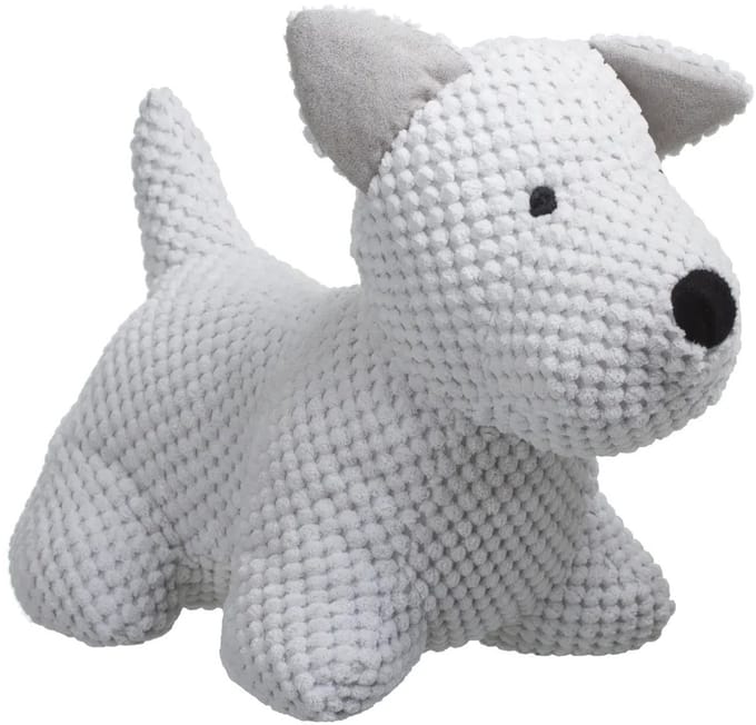 Atmosphera Deurstopper hondje - 1 kg - wit - polyester stof- 31 x 24 cm - deurstop