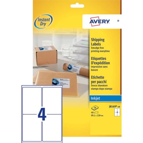 Huismerk Avery J8169-10 Inkjet Printer Etiket 99,1x139mm