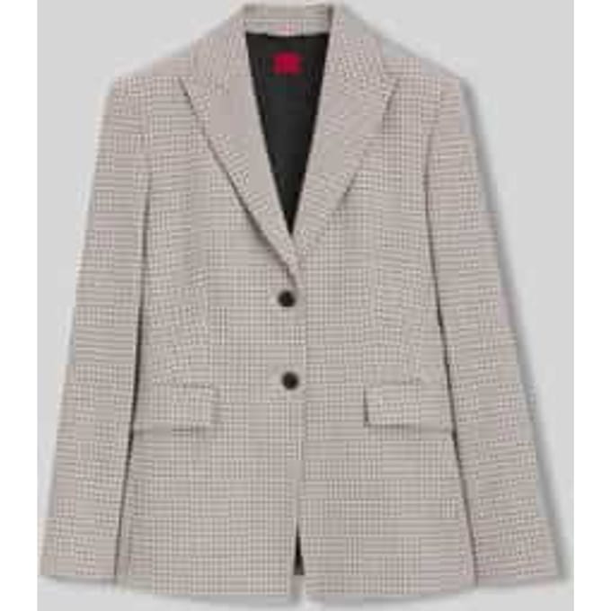 regular fit lange blazer van katoenmix met klepzakken