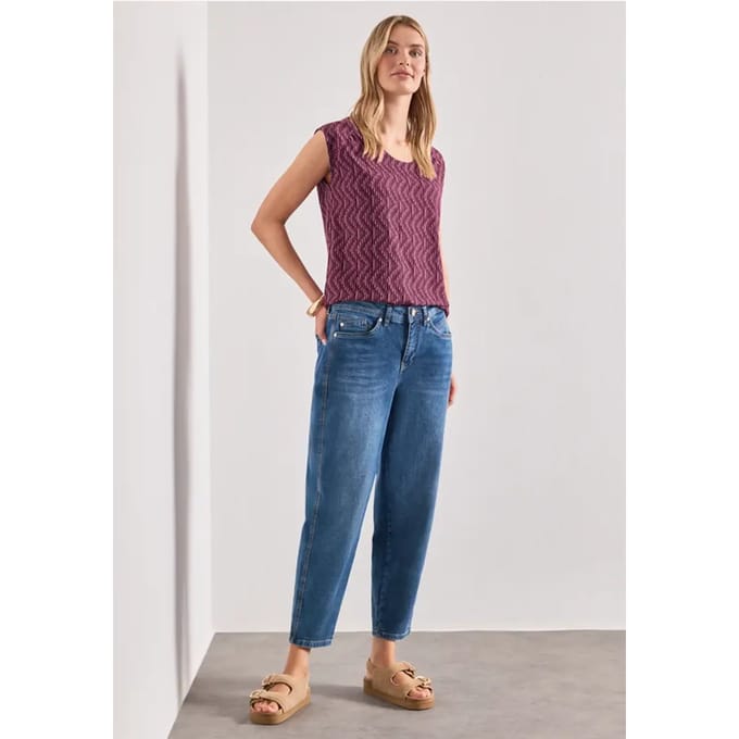 Shirt met afhangende schouders en elastische zoom
