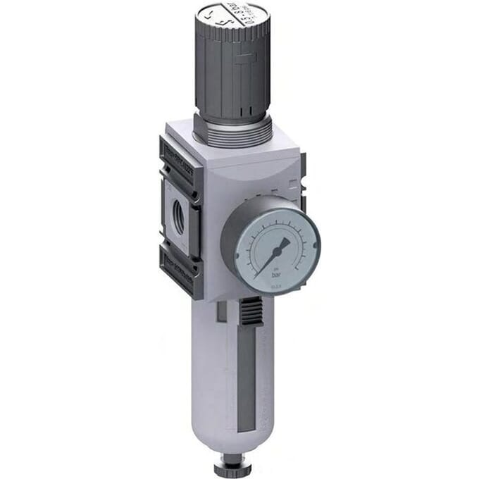Filter-Regulator G1/2'' 5200l/min 0.5-10.0bar/7-145psi Semi-Auto Polycarbonaat Futura 2