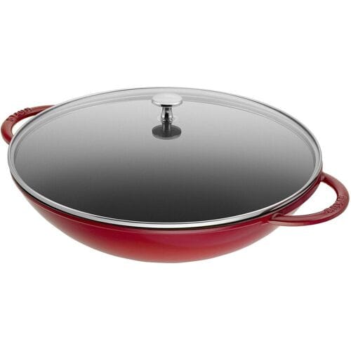 STAUB SPECIALITIES - Wok met glazen deksel - Ø 370mm - Gietijzer - Kersenrood