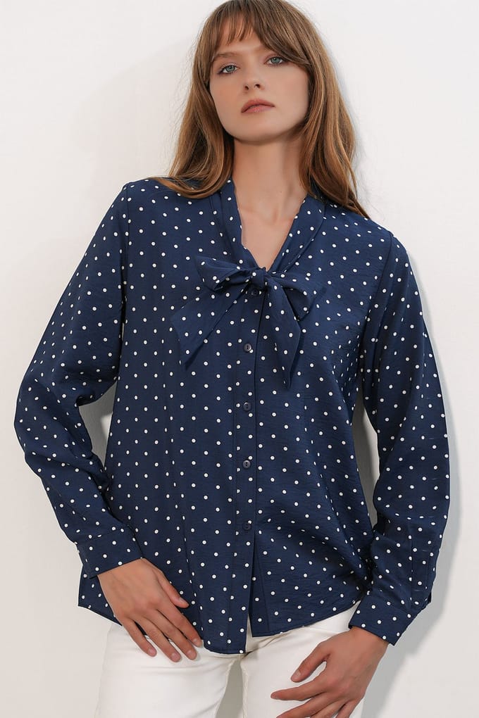 Gestippelde Poplin Blouse
