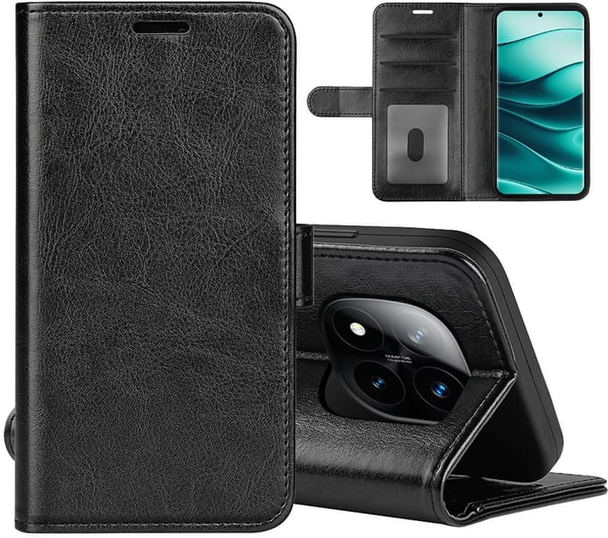 MobyDefend Hoesje - Geschikt voor Xiaomi Redmi Note 14 Pro Plus - Wallet Book Case (Sluiting Achterkant) - Zwart