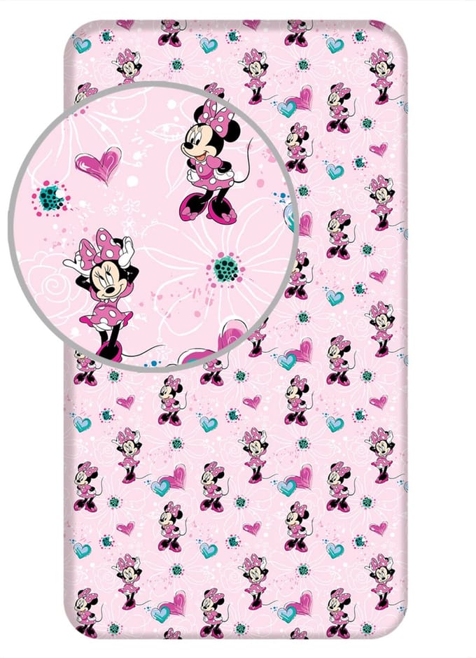 Disney Minnie Mouse Hoeslaken Flowers - Eenpersoons - 90 x 190/200cm - Katoen