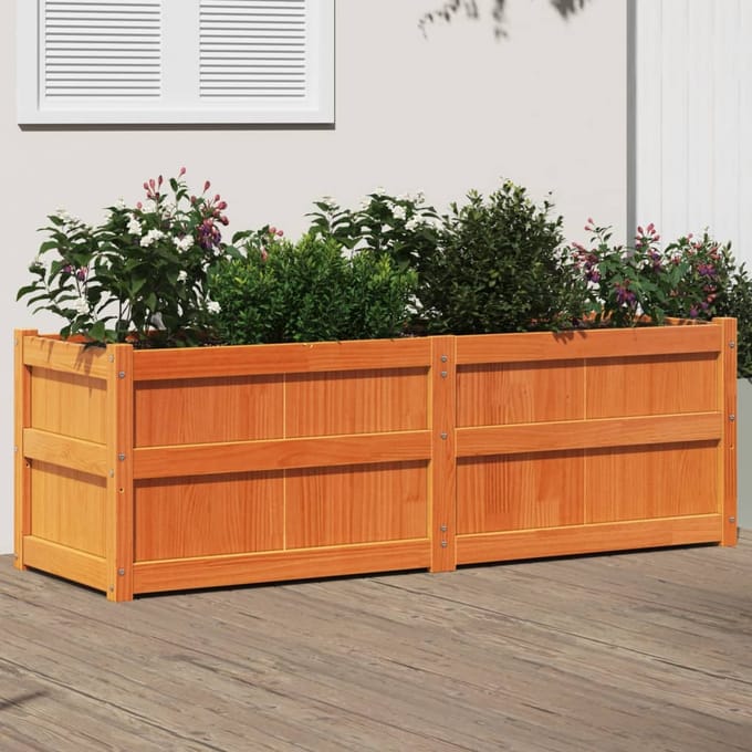 vidaXL - Plantenbak - 150x50x50 - cm - massief - grenenhout - wasbruin
