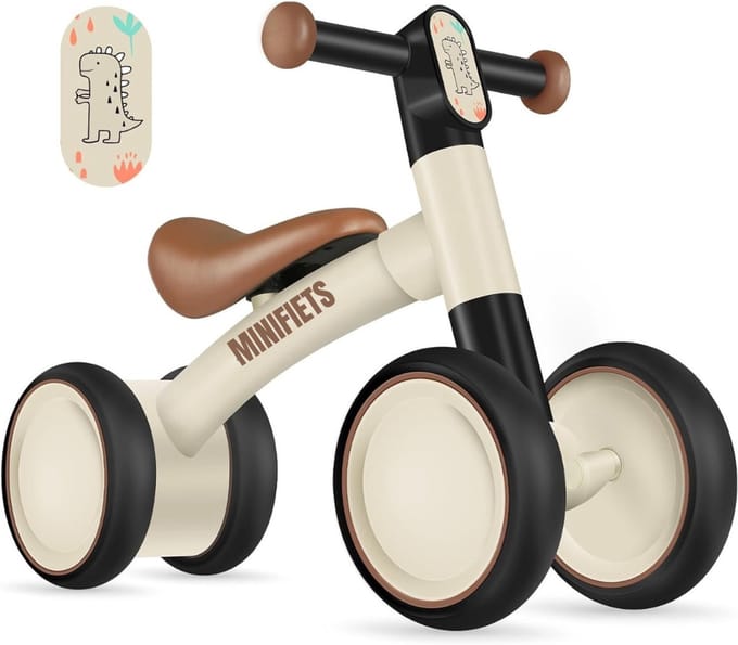 RWB® Loopfiets 2 Jaar - Loopfiets - Loopfiets Zonder Duwstang - Bruin - 54cm x 20cm x 37cm