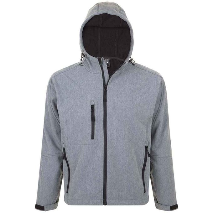 SOLS Heren Replay Soft Shell Jas met capuchon (Grijze Melange)
