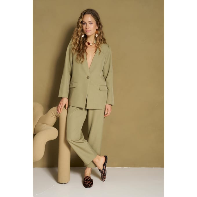Broek Helvi - High Rise Tapered | Kaki
