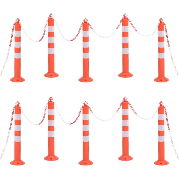 vidaXL - Verkeerspalen - met - ketting - 10 - st - 75 - cm - PE