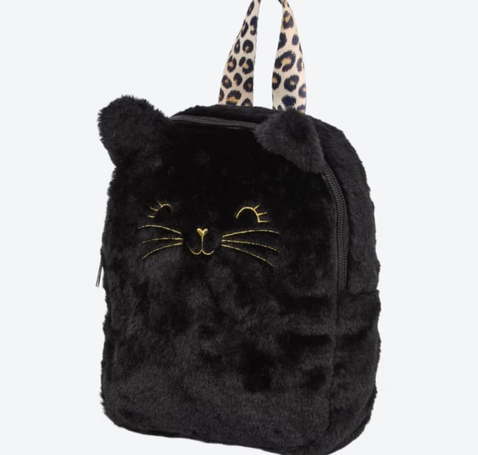 Peuter rugzak | Fluffy | Kat | Trendz | Zwart | Panterprint | Tas
