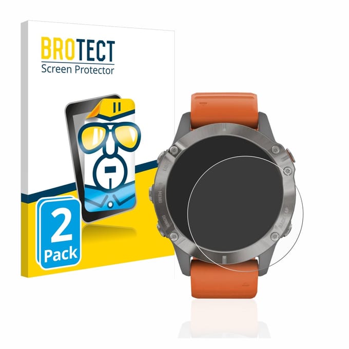 BROTECT - Screenprotector voor Garmin Fenix 6 / 6 Pro / 6 Pro Solar - Folie Beschermfolie transparant 2 Stuks