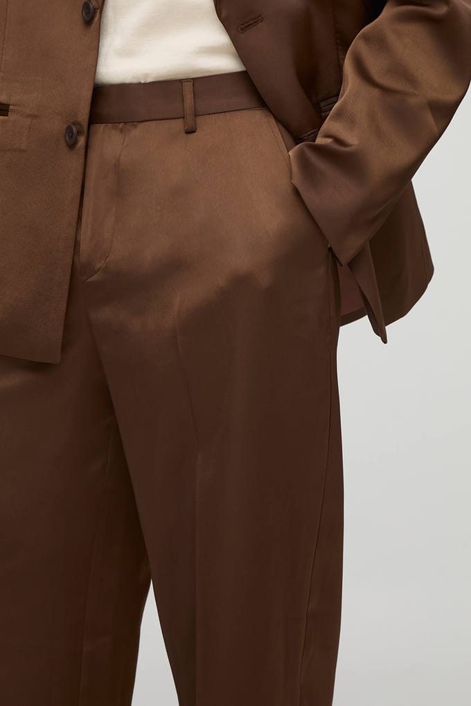 Relaxte satijnen broek | Chocolate | Size 30