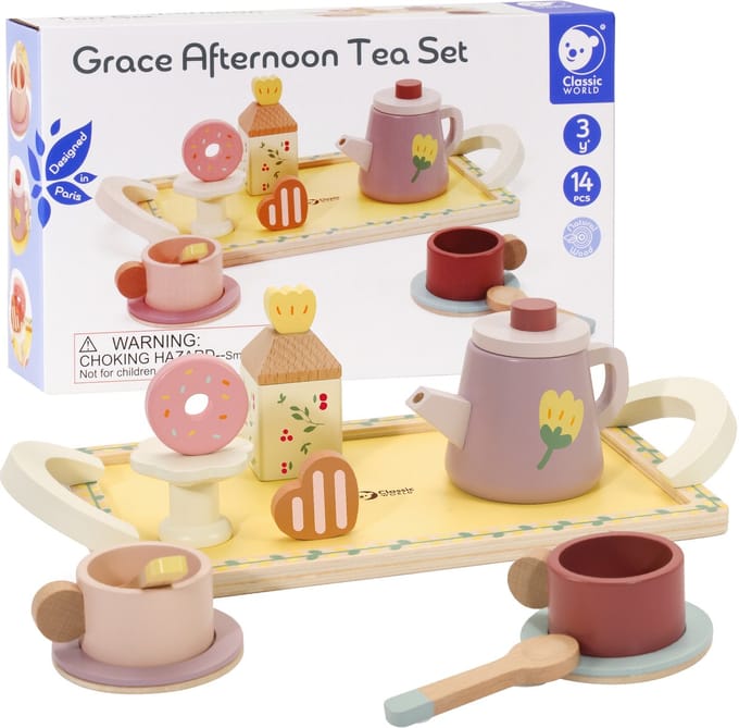Classic World Houten Thee- en Dessertset 14-delig. - UNI