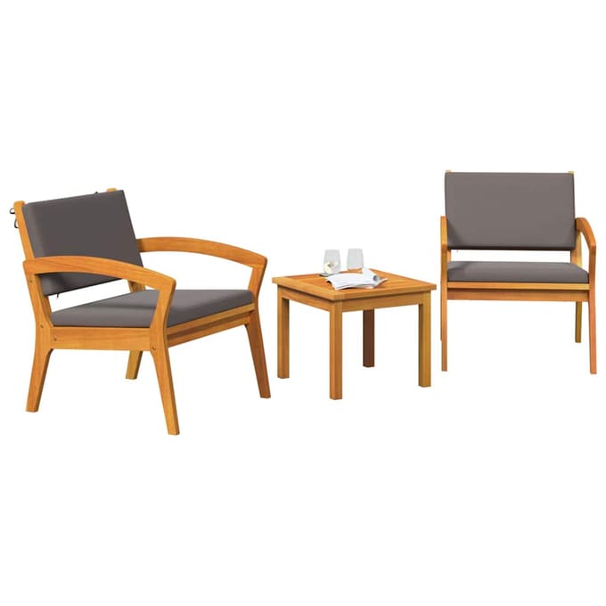 vidaXL Bistroset met kussen 3 pcs Bruin Polyester