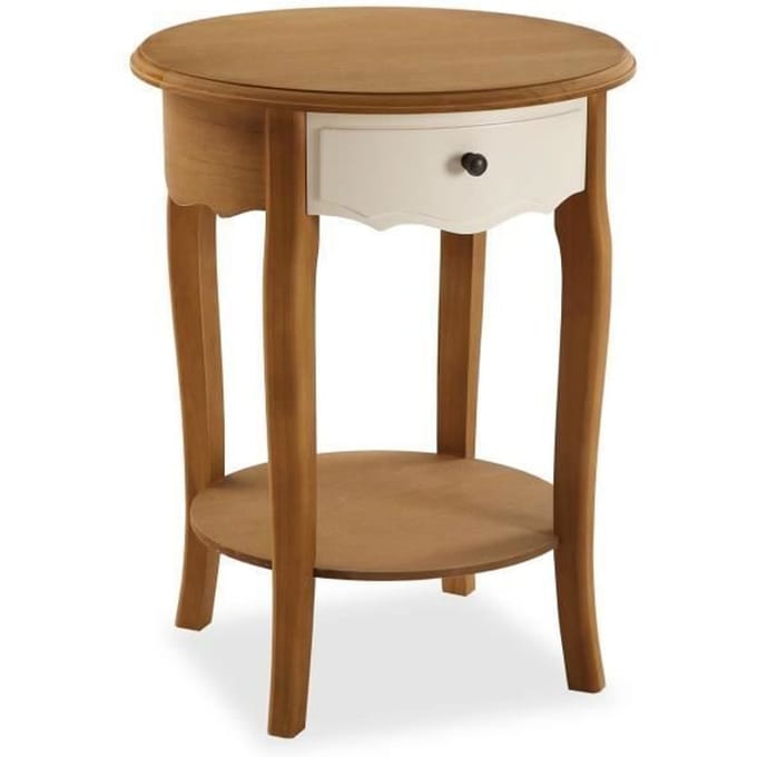 Table de chevet Kaira - 65,5 x 50 x 50 cm - Table d'appoint avec tiroir en Bois - marron et blanc - Versa