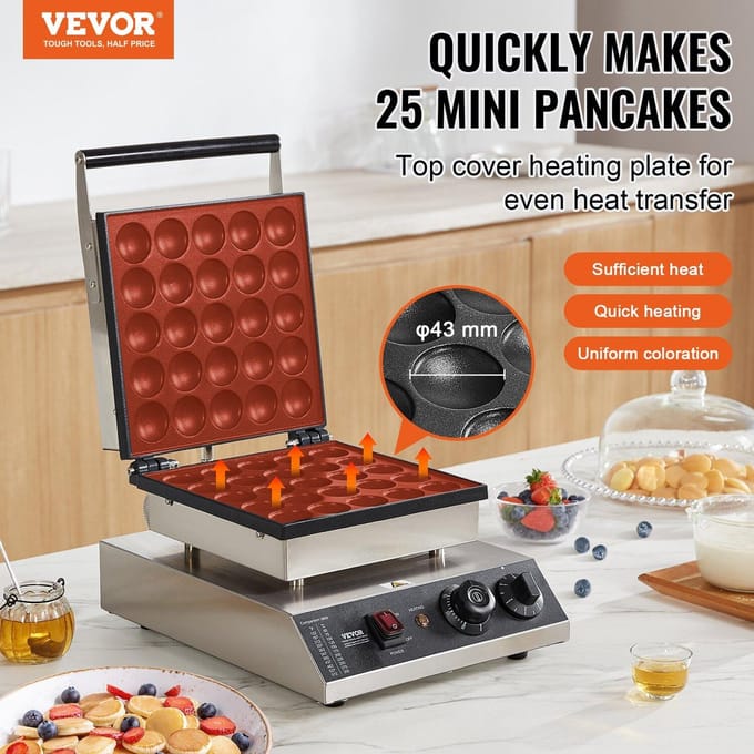 25PCS 43mm Mini Machine à Pancakes Hollandais Commercial Dorayaki Cuiseur 1700W