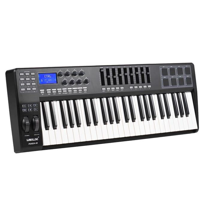 WORLDE PANDA49 draagbare 49-toetsen USB MIDI-toetsenbordcontroller 8 RGB kleurrijke triggerpads met achtergrondverlichting gray