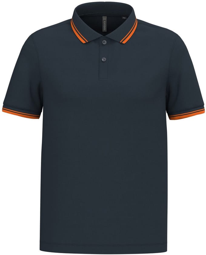 Kariban Gestreepte herenpolo korte mouwen K272 - Navy / Orange - S