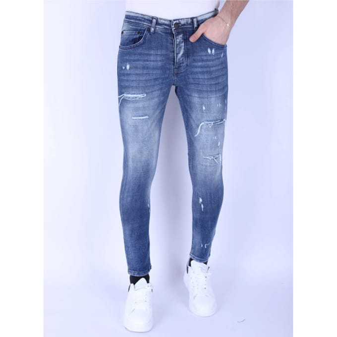 Donkerblauwe Slim Fit Heren Spijkerbroek -1097 - Blauw