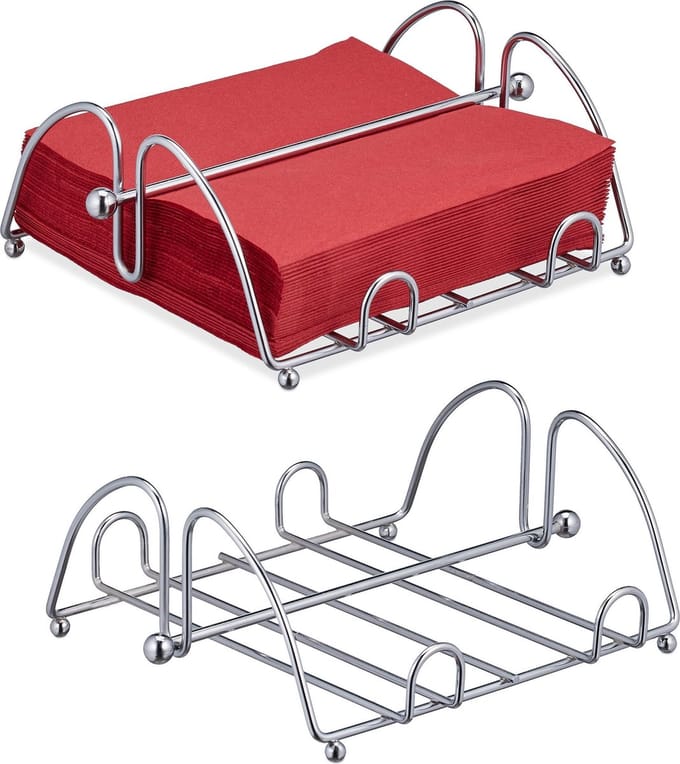 2x servethouder 33x33 - servettenhouder - servet houder - zilver