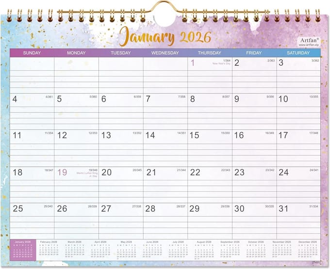 Wandkalender 2024-2025 Juli tot December 18 Maanden 29x22 cm